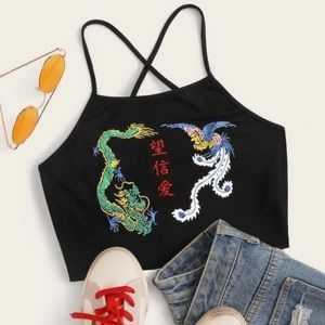 Dragon and Phoenix Crop Top